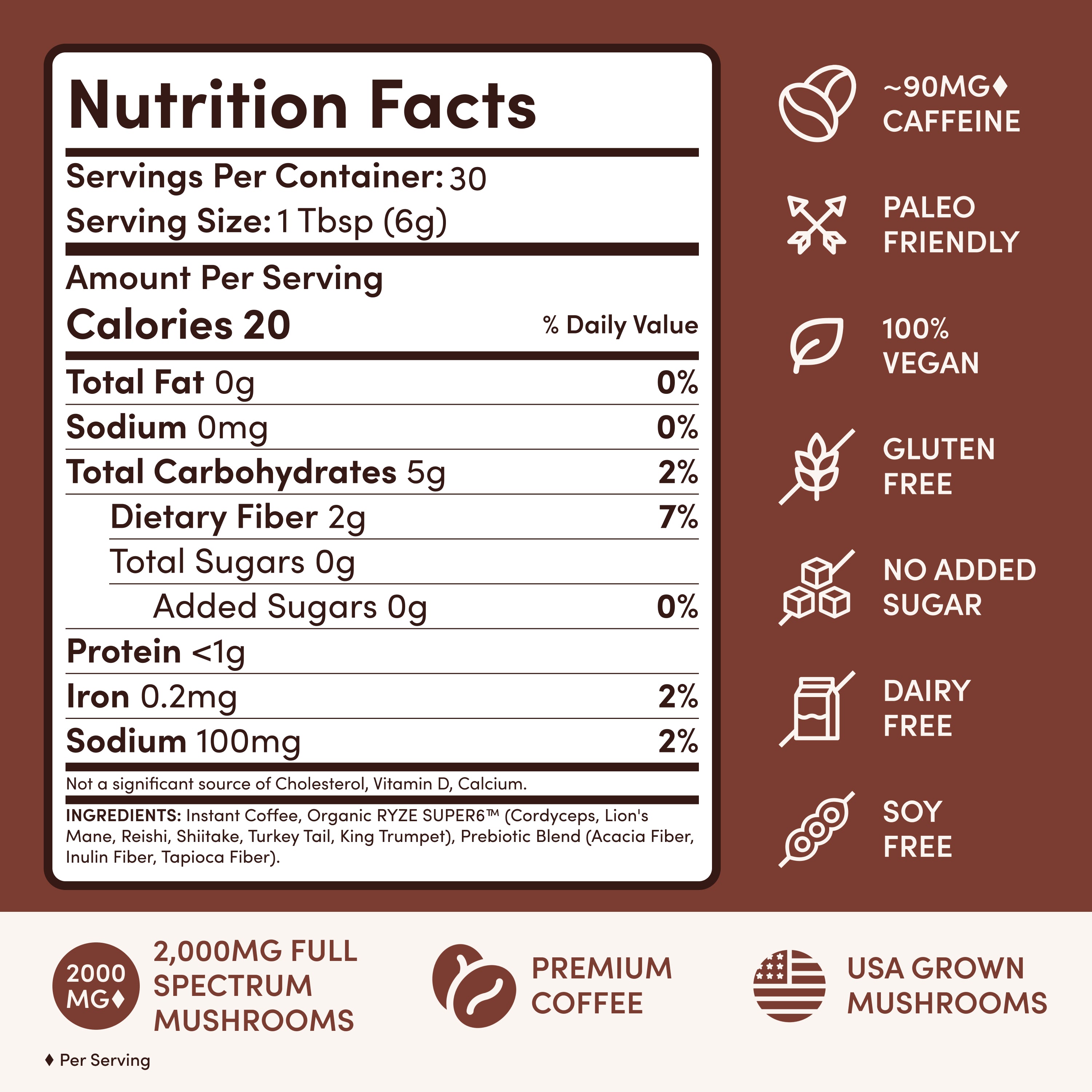 Mushroom Coffee Dark Roast (30 Servings)